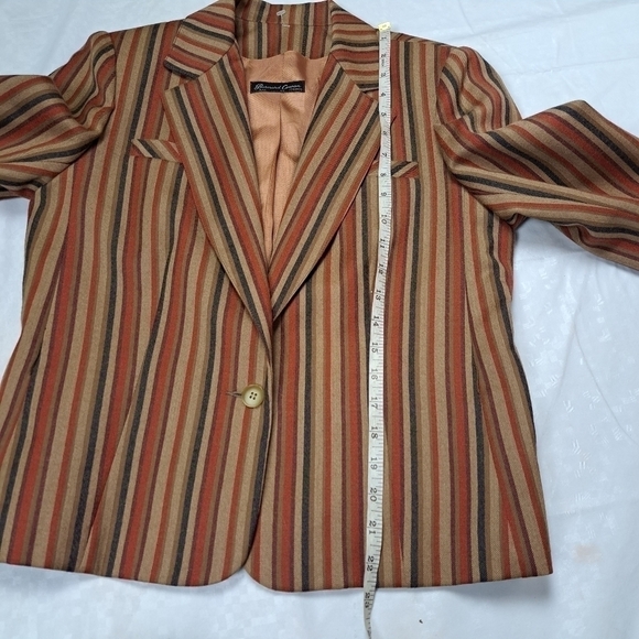 VINTAGE Bernard Cowan pure virgin wool Striped Blazer - Picture 12 of 14